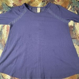 Faded Glory 72 Women Short Sleeve Shirt Purple Knit Size X LARGE